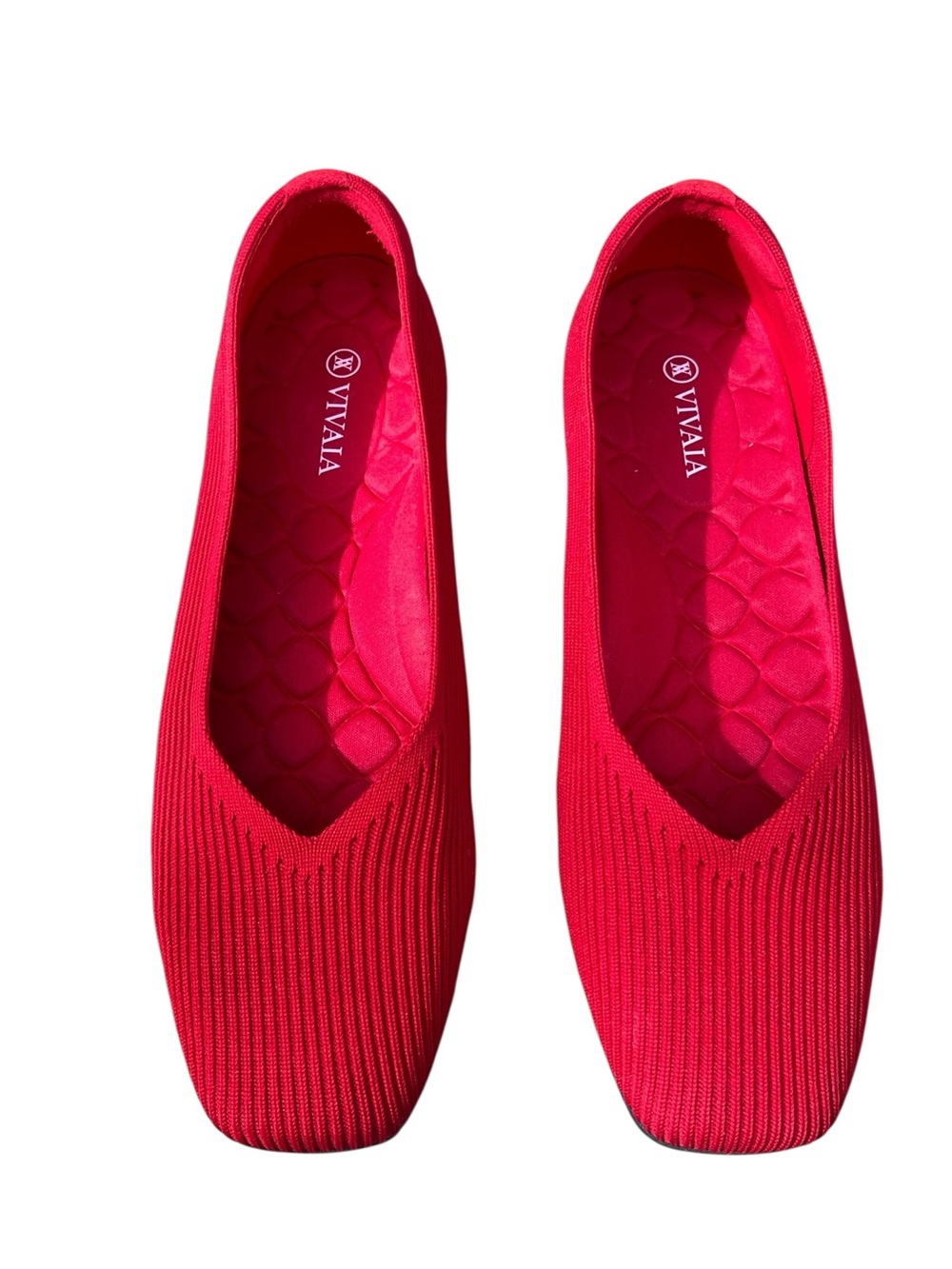 Lightweight Square-Toe V-Cut Flats Red — Size 41 US 9.5 - Picture 4 of 11